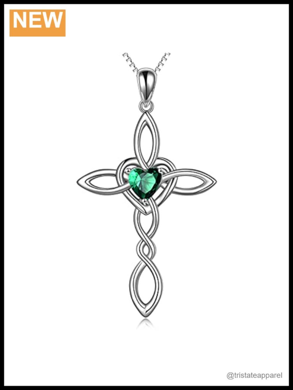 Sterling Silver Celtic Knot Cross Pendant Necklace 18" Box Chain